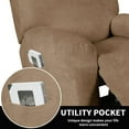 thumbnail image 3 of Golden linens One Piece Recliner Chair Cover, Fabric Stretch 4 Way Furniture Slipcovers with Remote Pocket, Furniture Protector, Fit Most Recliner Chairs, #JOLAN Taupe, 3 of 8