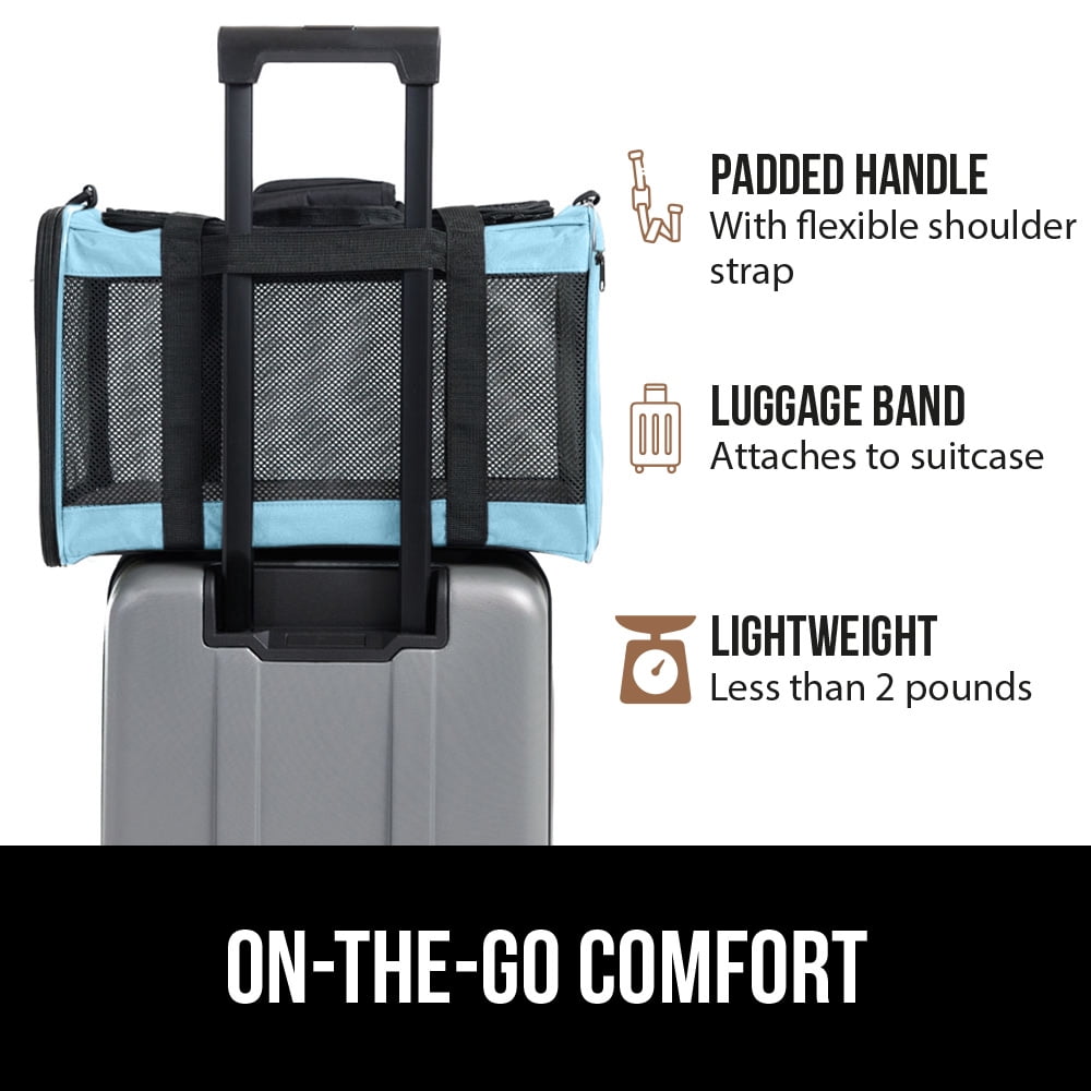 GORILLA GRIP Cat Carrier Portable Dog Kennel Up to 15 Lbs, Airline Pet Travel Bag, Blue