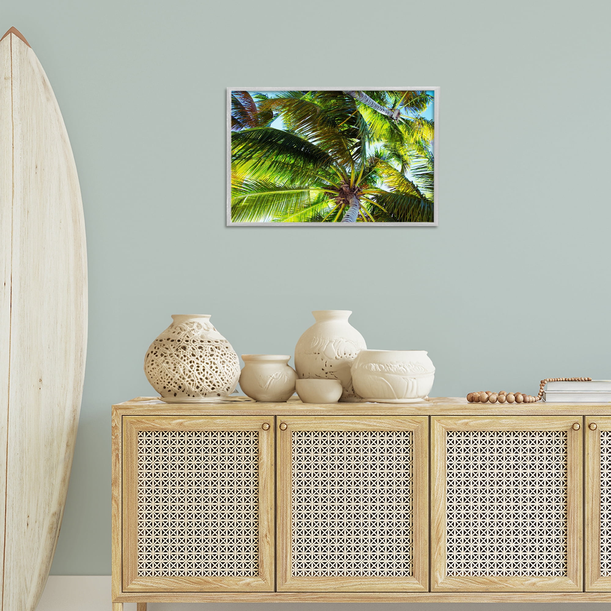 Stupell Industries Swaying Palm Leaves Botanical & Floral Photography Gray Framed Art Print Wall Art, 24 x 16