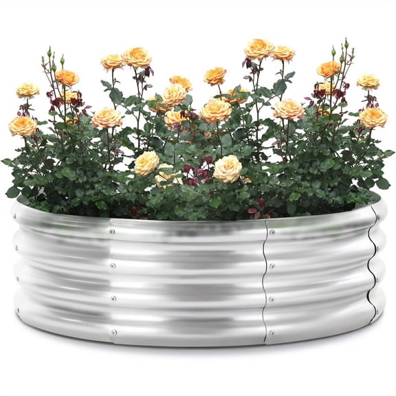 Galvanized Metal Raised Bed, 3x3x1ft Planter Box for Vegetables and Flowers, Large Round Bed for Growing a Variety of Plants with Ease