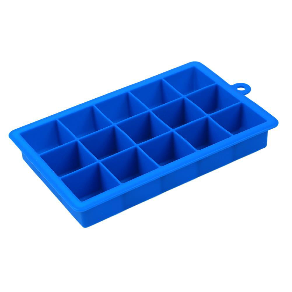 Silicone Square 15-Cavity Large Ice Cube Tray Maker Mold Mould Tray Jelly Tool L 