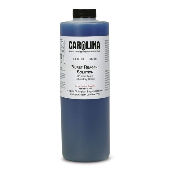 Carolina Biuret Reagent, Laboratory Grade – 500 Ml Protein Test Solution | Color Change From Blue To Violet | Ideal For Educational Lab Use