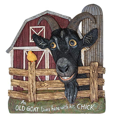 An Old Goat Lives Here with His Chick Wall Plaque Goat Home Decor