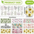 thumbnail image 2 of 10 Sheets UV DTF Decals 10 Styles Red-Crowned Crane Cactus Sunflower Rub on Transfers PVC Paper Waterproof Rub Decals for DIY 16OZ Glass Cups Furniture Wood Crafts, 2 of 6