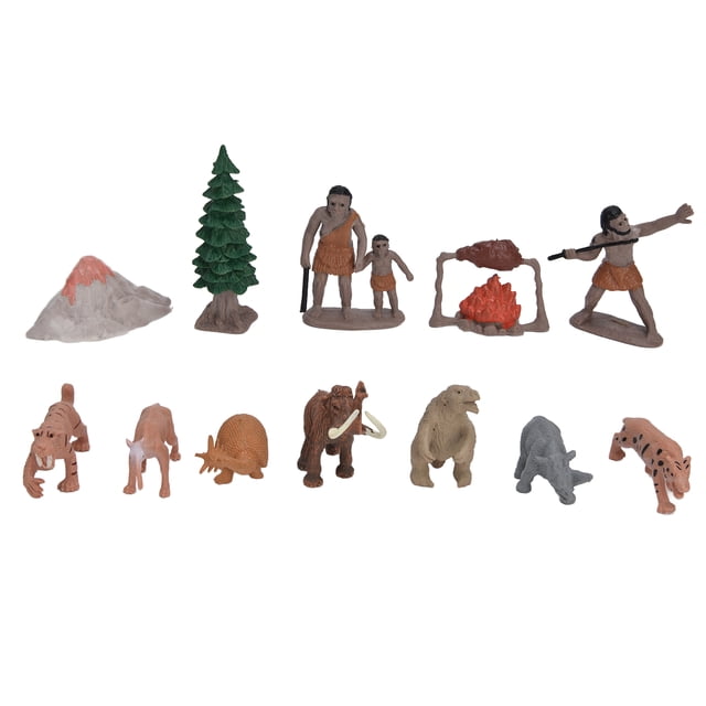 Juguete de escena de caza NikouMX 12 piezas de Figuras históricas de juguete de hombre primitivo Figuras de animales