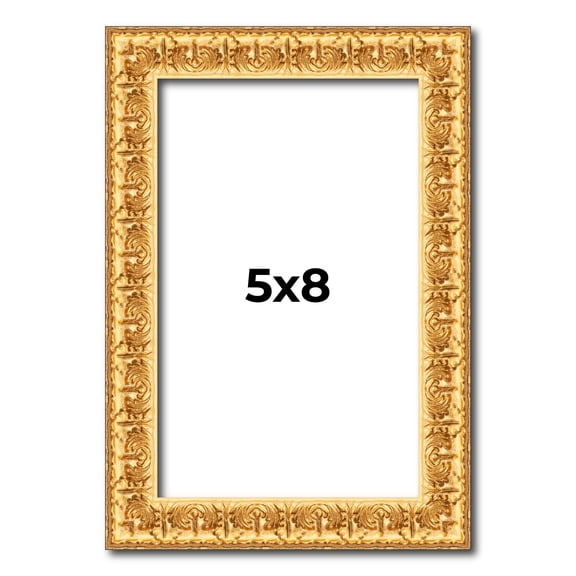5x8 In Frame Gold Real Wood Picture Frame Width 1 inches | Interior Frame Depth 0.5 inches | Edwina