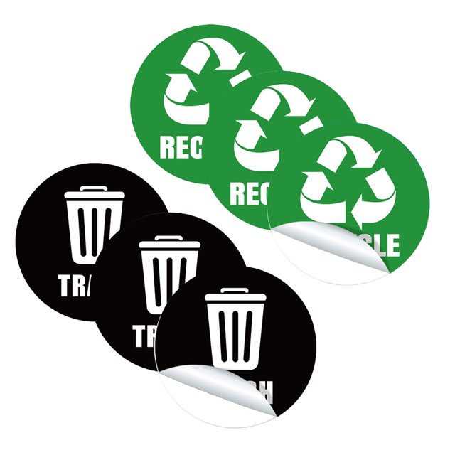 EeaseMX 1 juego de 6 hojas de etiquetas adhesivas para clasificación de basura, pegatinas para botes de basura