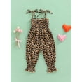 thumbnail image 2 of Kiapeise Baby Girls Sleeveless Strap Romper Heart Print Halter Jumpsuit Pants Leopard Overalls Toddler Ruffle Pleated Bodysuit, 2 of 8