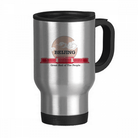 

China Beijing Great Hall People Travel Mug Flip Lid Stainless Steel Cup Car Tumbler Thermos