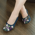 thumbnail image 5 of Yunliwuli Women's Linen Walking Shoes Chinese Style Flower Embroidery Closed Toe Beijing Cloth Shoes for Summer Spring Fall, 5 of 8