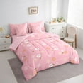 thumbnail image 3 of Homewish Cartoon Daisy Blossom 7-Piece Bedding Comforter Set,Cute Flower Floral King Bedding Sets,Kawaii Sakura Bed Sheets For Girls Teens,Ultra Soft Home Decor Reversible, 3 of 8