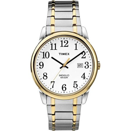 Timex Men's Easy Reader Date Two-Tone/White 35mm Casual Watch, Tapered  Expansion Band