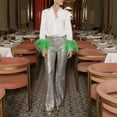 thumbnail image 6 of Womens Tunic Tops Fashion Solid Turndown Feather Long Sleeves Button Loose Womens Spring Tops,Green,S, 6 of 9