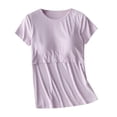 thumbnail image 3 of Gelikeya Womens Nursing Tops for Breastfeeding Soft Maternity Shirt Short Sleeve Comfortable Pregnancy Clothes Loungewear Blouse Purple, Size XXXL, 3 of 5