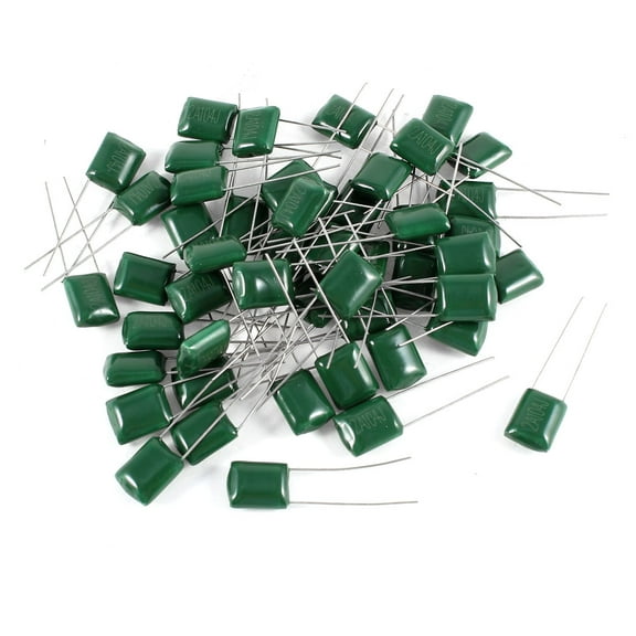 50Pcs Radial Polyester Film Cap Capacitance Capacitors Green 2A104J 100V 100nF 5%