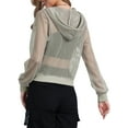 thumbnail image 3 of Chaqueta con puños acanalados INSPIRE CHIC para mujeres, sudadera con capucha, chaqueta bomber de malla, L gris, 3 of 6