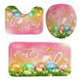 thumbnail image 2 of Easter Shower Curtain Set Cute Rabbit and Pink Eggs 4-Piece Happy Easter Shower Curtain Set with Non-Slip Rug  Toilet Cover Bath Mat Hook, 2 of 5