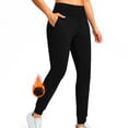 thumbnail image 2 of Lenpel Women's Fleece Lined Sweatpants High Waisted Drawstring Slim Winter Warm Joggers Lounge Workout Pants, 2 of 7