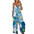 thumbnail image 1 of Mono sin mangas para mujer VISgogo con estampado floral, versión de pierna ancha, tirantes finos, ropa de verano VISgogo  moda, 1 of 5