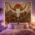 thumbnail image 2 of Weathered Dominated Bleached With Steer Skull Behind Rusty, Spooky Gothic for Gothic Decor Fans, Dark Art Decor, Halloween Gift, Tapestry Wall Hanging for Bedroom and Dorm, 2 of 6