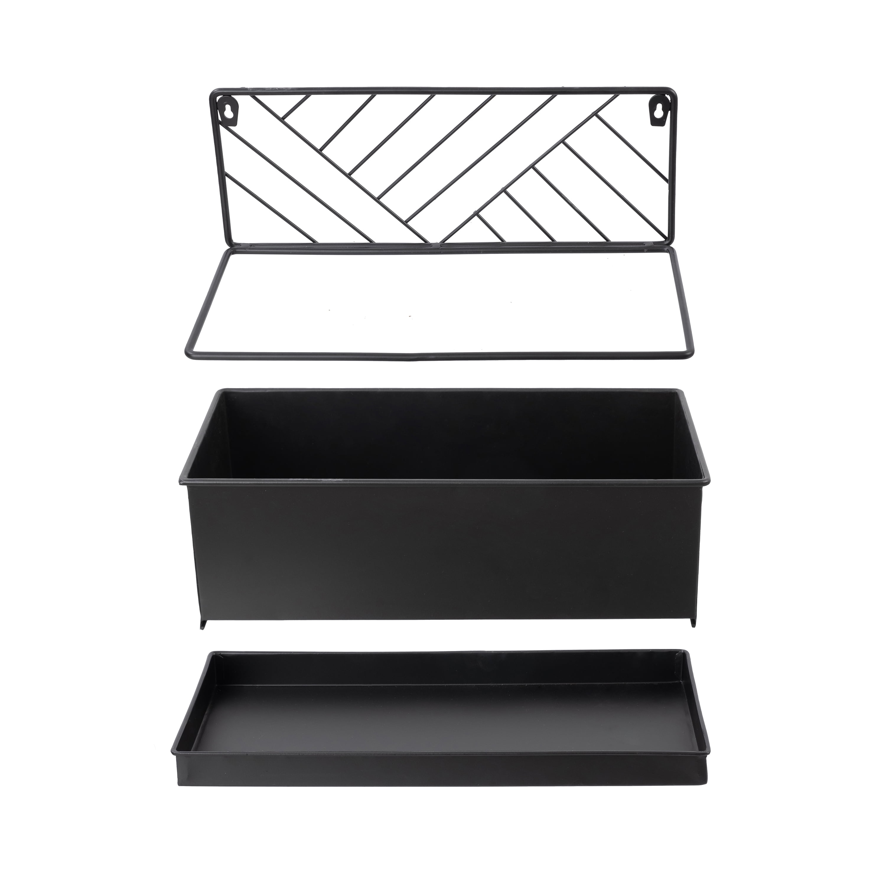 Mainstays Black Wall Hanging Planter with Removable Tray, 13.6 in L x 6.8 in W x 10 in H