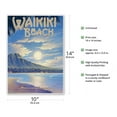 thumbnail image 2 of Waikiki Beach Hawaii - See the Moonrise In Paradise - Diamond Head Crater - Vintage Hawaiian Travel Poster by Kerne Erickson - Master Art Print 10in x 14in, 2 of 4
