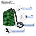 thumbnail image 3 of Disketp Buffalo Plaid Green Black print Canvas Backpack Lightweight Travel Daypack Student Rucksack Laptop Backpack-, 3 of 5