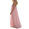 thumbnail image 5 of Yteetum Summer Dresses for Women Sleeveless Boho Print Tie Shoulder Spaghetti Strap Backless Cami Dresses Sundress Casual Solid Loose Comfy Travel Vacation Beach Dress, 5 of 7
