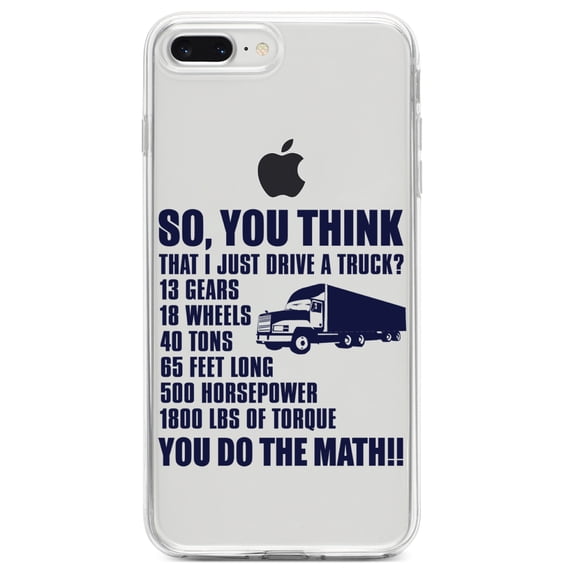 DistinctInk Clear Shockproof Hybrid Case for iPhone 7 PLUS / 8 PLUS (5.5" Screen) TPU Bumper Acrylic Back Tempered Glass Screen Protector - You Think I Just Drive a Truck? Torque Tons