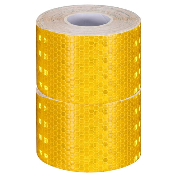 Uxcell 2 Rolls Reflective Tape 2"x33ft Adhesive Night Safety Warning Tapes Outdoor Bicycle Adhesive Reflector Stickers for Vehicles Trailers Trucks Bike Cars Signs, Gold Yellow