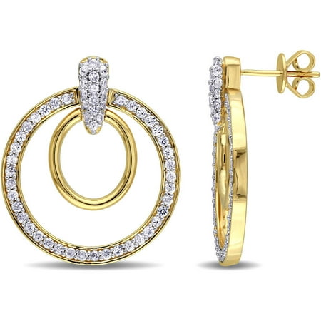 Miabella 1-1/2 Carat T.G.W. White Sapphire 18kt Yellow Gold over Sterling Silver Multi-Circle Drop Earrings