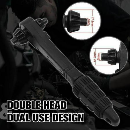

2 in 1 2-Way Dual Drill Press Chuck Key Ratchet Wrench Tools 12.7-17.5mm