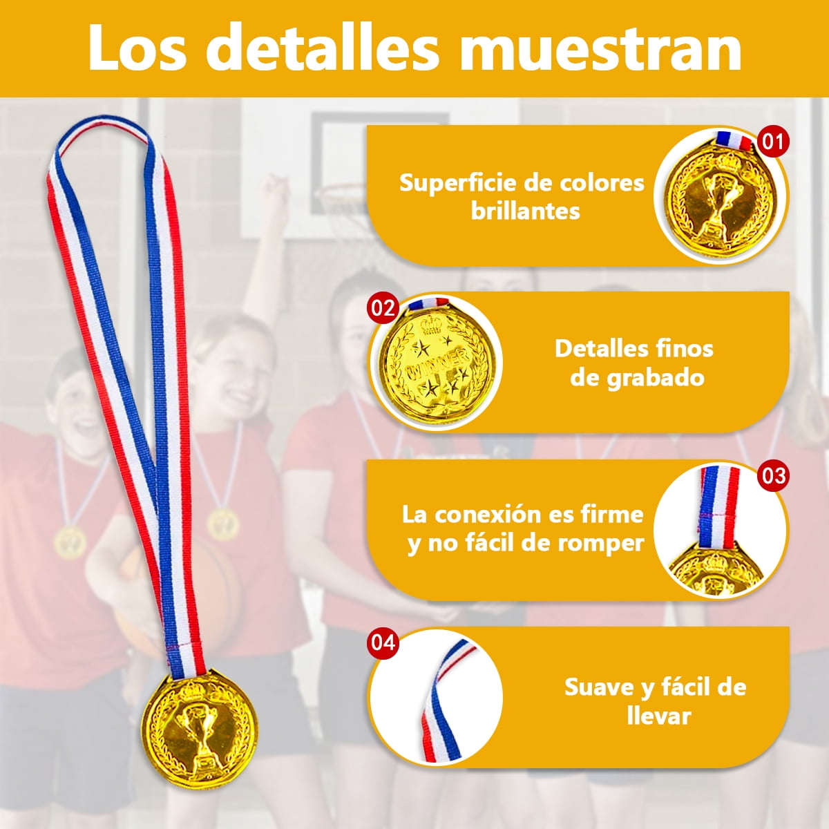 Plastic Gold Winners Medals for Children 100 Pieces