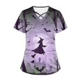 thumbnail image 3 of Tops Cortos para las Mujeres, Halloween Impreso en Cuello en V con Bolsillo, Moda Casual Manga Corta, 3 of 5