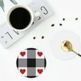 thumbnail image 5 of Disketp Heart Black Buffalo Plaid Gingham Funny Coasters,4 Pcs Leather Coasters With Holder, Perfect Housewarming Hostess Gifts,Protect Furniture From Water Marks Scratch, 5 of 9
