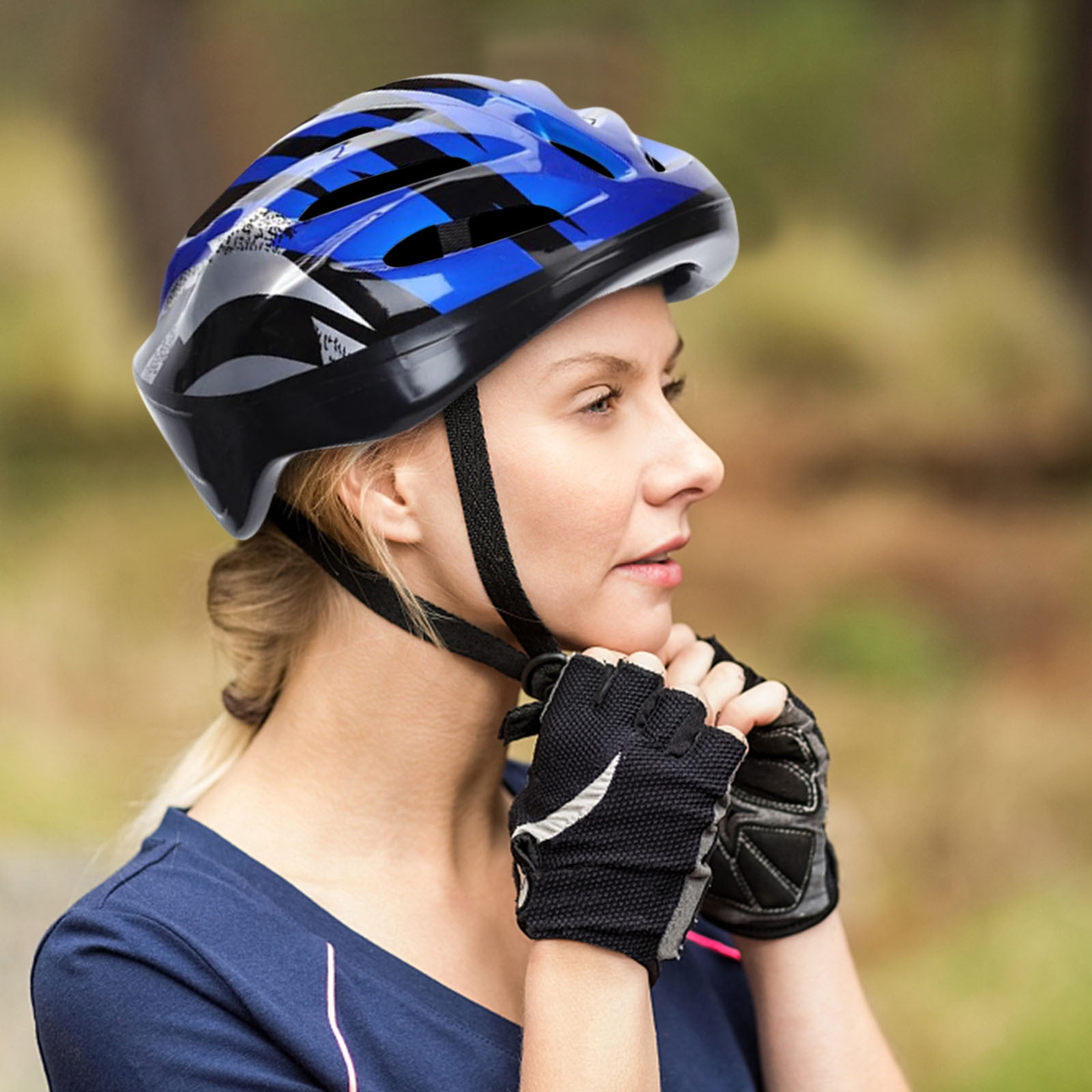EDHITNR Unisex Half Helmet, Open Face Scooter Skull Cap with Dial Fit System, Adult Motorcycle Bike Helmet for Men Women, Compact Lightweight PC Shell for Riding Protection, Blue