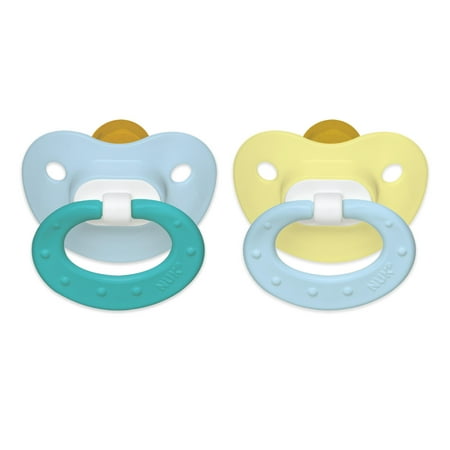 NUK Natural Shape Orthodontic Pacifiers, Latex, 0-6 Months (Assorted Colors) 2 ea