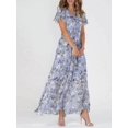 thumbnail image 1 of HH 2023 New Beach Large Swing Dress Chiffon Floral Short Sleeve Ruffled V-neck Fashion Waist-Controlled Dress, 1 of 1