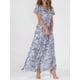 thumbnail image 1 of HH 2023 New Beach Large Swing Dress Chiffon Floral Short Sleeve Ruffled V-neck Fashion Waist-Controlled Dress, 1 of 1