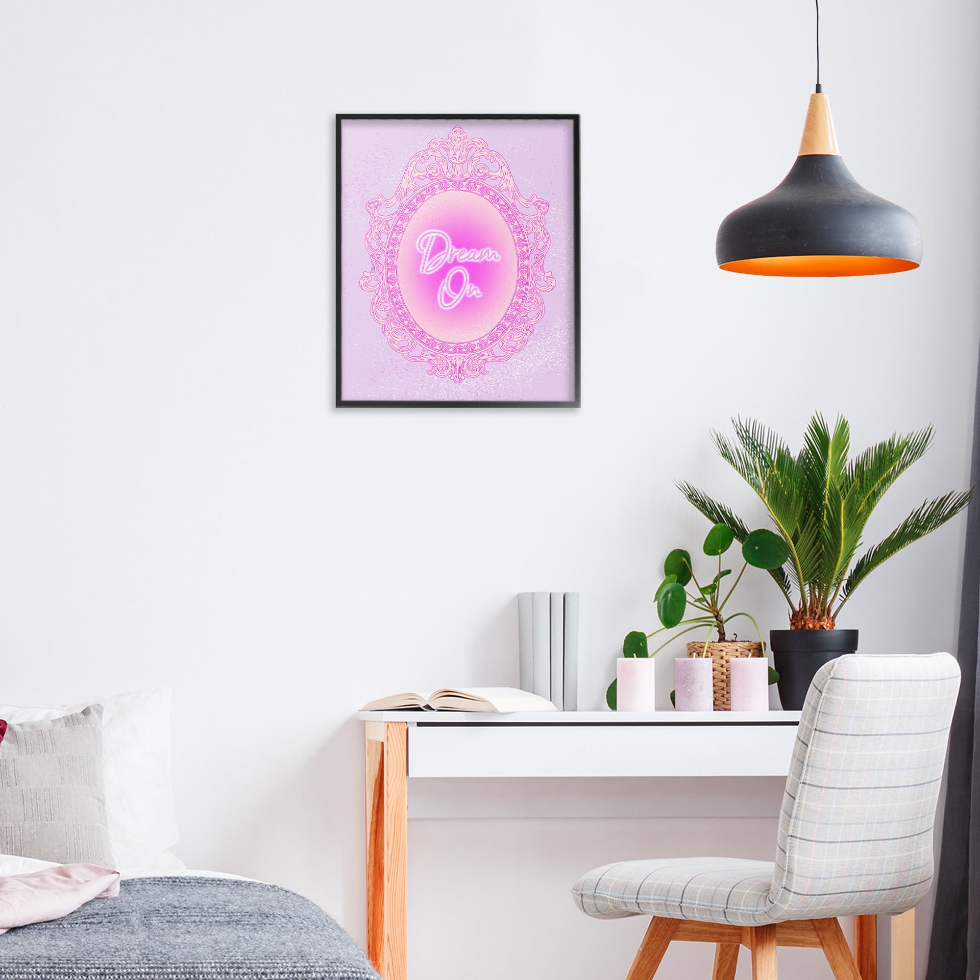 Stupell Industries Dream On Ornate Mirror Black Framed Giclee Art, design by Ziwei Li