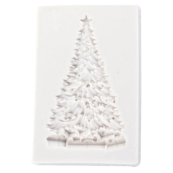Jinsinto 1pc CHRISTMAS TREE Silicone Fondant Cake Topper Mold Mould Chocolate Candy Baking-7.7*5*1cm