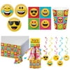 Show Your Emojions Birthday Party Set 39 Pieces,7" Plate,Luncheon Napkin,9 Oz. Cup,Plastic Table Cover,Centerpiece,Danglers
