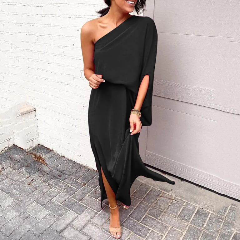 open lace back dress Women's One Shoulder Summer Casual Dresses Beach Vacation Travel Boho  Sleeveless Smocked Maxi Long Dress (S, Beige) : Clothing, Shoes & Jewelry