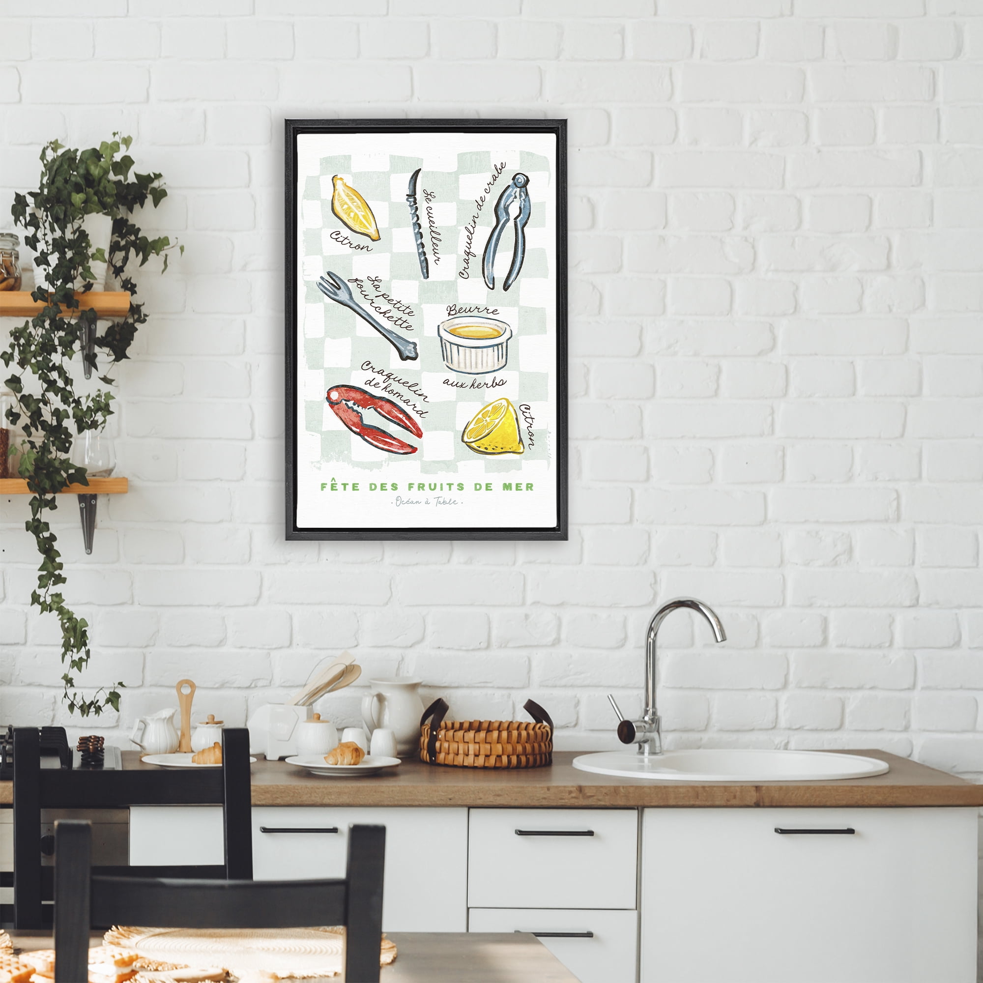 Stupell Industries Modern French Bistro Black Framed Floater Canvas Wall Art, design by Chad Barrett