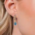 thumbnail image 3 of Gem Stone King 925 Silver and 10K Yellow Gold London Blue Topaz and White Lab Grown Diamond Dangle Earrings for Women | 3.28 Cttw | Gemstone November Birthstone | Pear Shape 9X6MM, 3 of 6