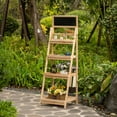 thumbnail image 5 of Decorative Wooden 4-Tier Chalkboard Ladder Shelf, Flower Plant Pot Display Shelf Bookshelf, Plant Flower Stand, Storage, 5 of 7
