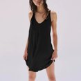 thumbnail image 6 of Cagogo Ladies Summer Spring Short Mini Tshirt Tank Sundress Under $5 Casual Loose Sleeveless V Neck Curvy Dresses Solid Color Flowy Hide Belly Cocktail Dresses, 6 of 7