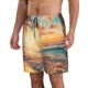 thumbnail image 2 of Balery Tropical Sunset Beach Scene Traje de Baño Estilo Hawaiano para Hombre, Shorts de Secado Rápido con Bolsillos-Small, 2 of 6
