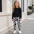 thumbnail image 2 of XAOFW Girls Tights Pants Elastic Waistband Cow Print Stretchy Straight Leg Trousers Toddler Kids Comfortable Daily Wear Fall Pants, 2 of 6