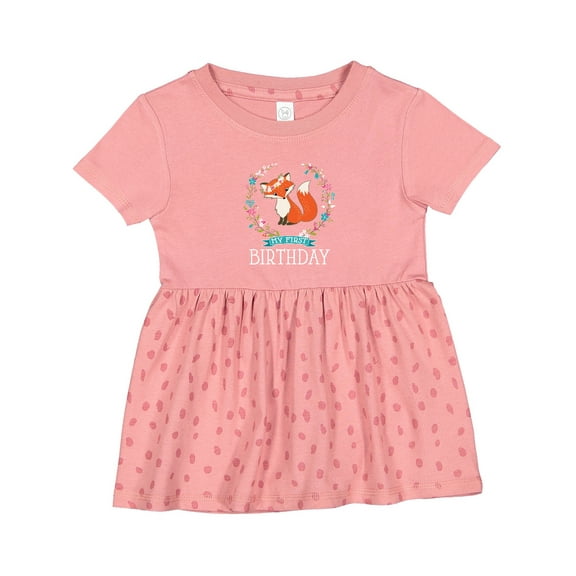 Inktastic First Birthday 1 Year Old Girl Fox Girls Baby Dress